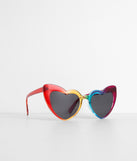 Juicy Rainbow Heart Shaped Sunglasses is a trendy pick to create 2023 festival outfits, festival dresses, outfits for concerts or raves, and complete your best party outfits!