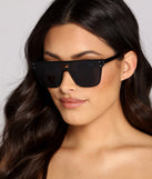 Stylishly Studded Flat-Top Sunglasses is a fire pick to create 2023 festival outfits, concert dresses, outfits for raves, or to complete your best party outfits or clubwear!