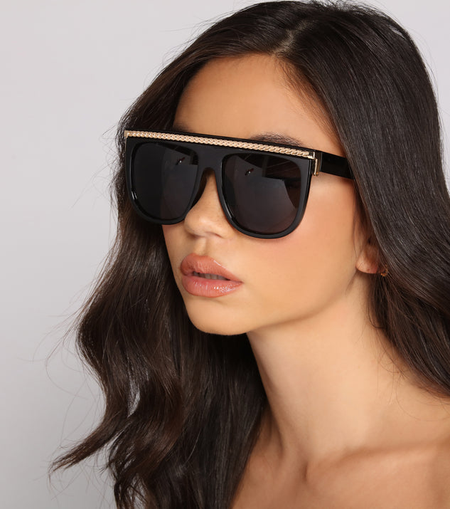 Bring The Drama Chain Trim Sunglasses is a trendy pick to create 2023 festival outfits, festival dresses, outfits for concerts or raves, and complete your best party outfits!