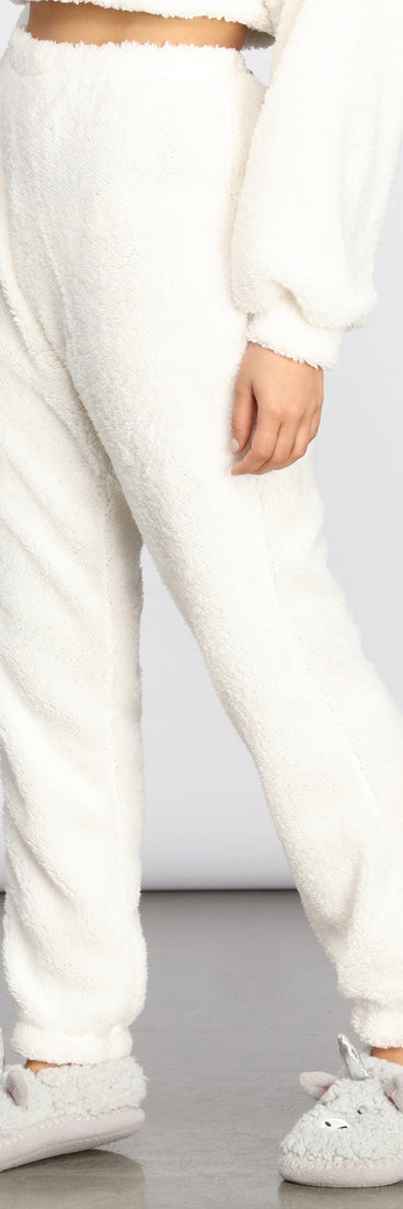 Pj Party Cozy Sherpa Joggers for 2023 festival outfits, festival dress, outfits for raves, concert outfits, and/or club outfits