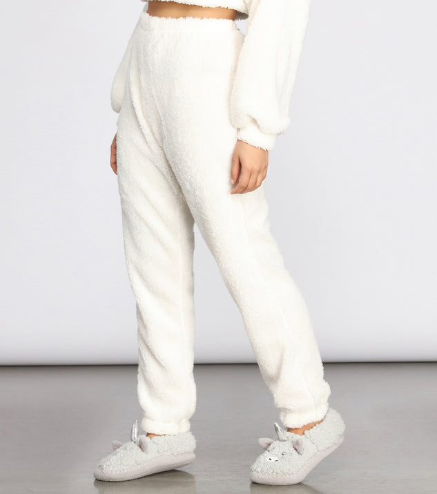 Pj Party Cozy Sherpa Joggers for 2023 festival outfits, festival dress, outfits for raves, concert outfits, and/or club outfits