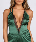 On The Naughty List Satin Romper for 2023 festival outfits, festival dress, outfits for raves, concert outfits, and/or club outfits
