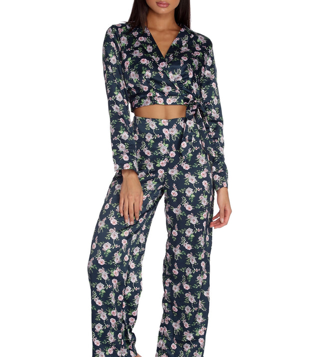 Bloom Out Satin Pajama Crop Top
