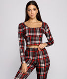 You’ll look stunning in the Classic Plaid Pajama Crop Top when paired with its matching separate to create a glam clothing set perfect for parties, date nights, concert outfits, back-to-school attire, or for any summer event!