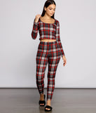 You’ll look stunning in the Classic Plaid Pajama Crop Top when paired with its matching separate to create a glam clothing set perfect for parties, date nights, concert outfits, back-to-school attire, or for any summer event!
