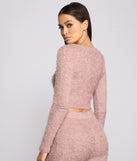 You’ll look stunning in the Long Sleeve Eyelash Knit Pajama Top when paired with its matching separate to create a glam clothing set perfect for parties, date nights, concert outfits, back-to-school attire, or for any summer event!
