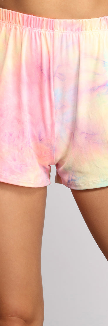 You’ll look stunning in the Rainbow Tie Dye Pajama Shorts when paired with its matching separate to create a glam clothing set perfect for parties, date nights, concert outfits, back-to-school attire, or for any summer event!