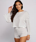 You’ll look stunning in the Long Sleeve Stripped Pajama Top when paired with its matching separate to create a glam clothing set perfect for parties, date nights, concert outfits, back-to-school attire, or for any summer event!