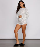 You’ll look stunning in the Long Sleeve Stripped Pajama Top when paired with its matching separate to create a glam clothing set perfect for parties, date nights, concert outfits, back-to-school attire, or for any summer event!
