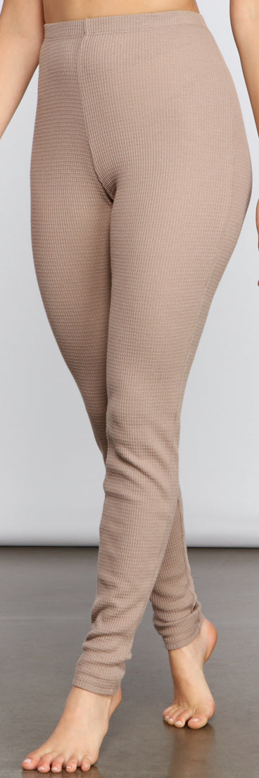 You’ll look stunning in the Casual And Stylish Waffle Knit Leggings when paired with its matching separate to create a glam clothing set perfect for parties, date nights, concert outfits, back-to-school attire, or for any summer event!