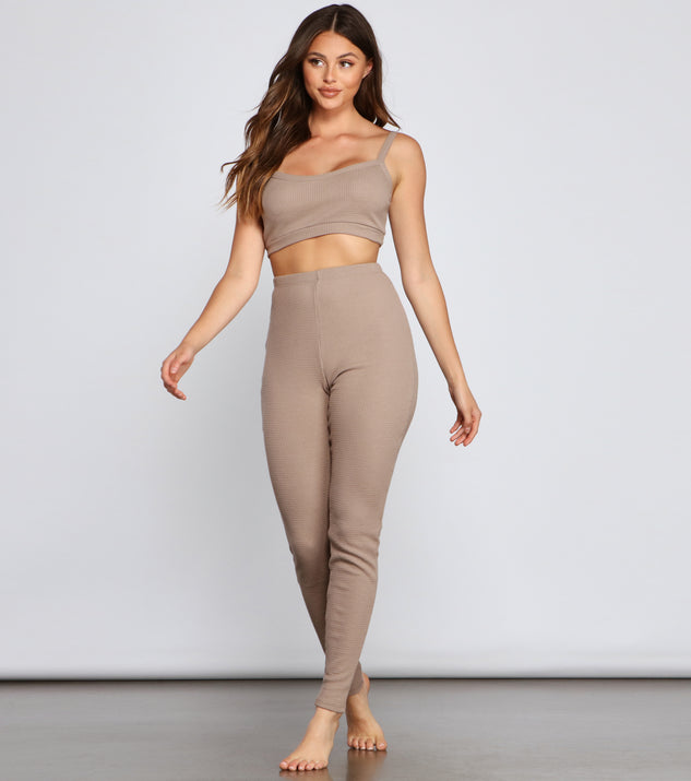 Waffle knit leggings womens clearance