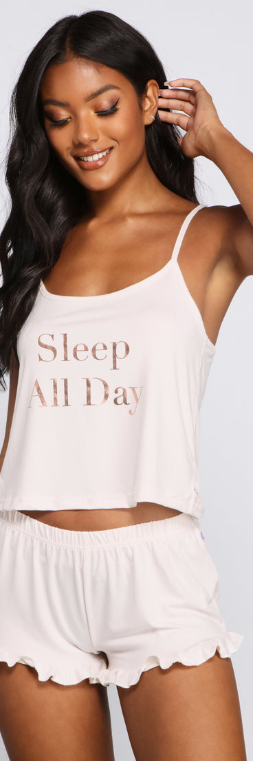 Sleep All Day Pajama Tank And Shorts Set provides essential lift and support for creating your best summer outfits of the season for 2023!