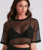 Trendy Mood Sheer Mesh Crop Top is a fire pick to create 2023 festival outfits, concert dresses, outfits for raves, or to complete your best party outfits or clubwear!
