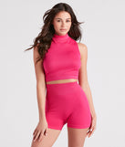 With fun and flirty details, Lounge Life Seamless Mock Neck Crop Top shows off your unique style for a trendy outfit for the summer season!
