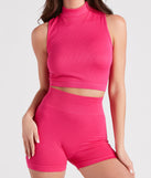 With fun and flirty details, Lounge Life Seamless Mock Neck Crop Top shows off your unique style for a trendy outfit for the summer season!