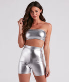 Cool Girl Edge Faux Leather Biker Shorts is a fire pick to create 2023 festival outfits, concert dresses, outfits for raves, or to complete your best party outfits or clubwear!