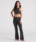 With stylish details, the Chill Mood Ribbed Knit Flare-Leg Pants will be your go-to women' loungewear for your best laid back or casual outfits.