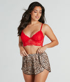 Sweet And Sassy Leopard Print Satin Pajama Shorts