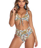 Cream Floral Animation Bikini Top