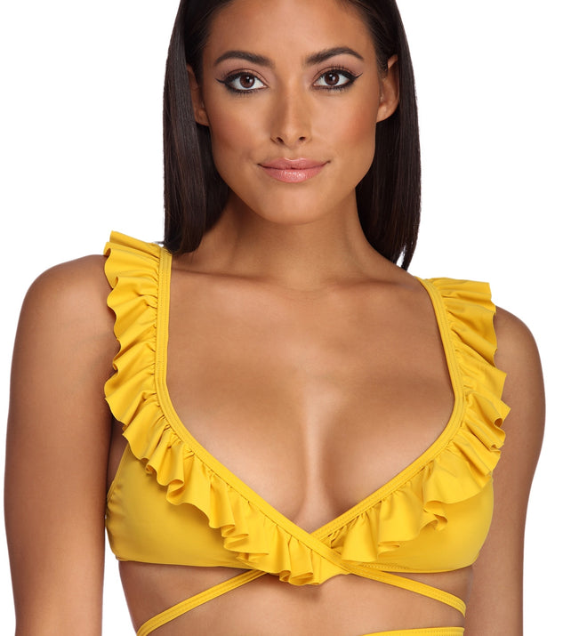 Hot Wrap Ruffle Swim Top