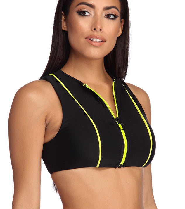 Front zip swim top shop