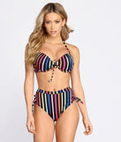Sherbet Rainbow Striped Bikini Top