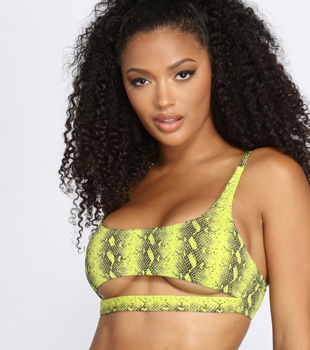 Straight Up Baddie Snake Swim Top is a trendy pick to create 2023 festival outfits, festival dresses, outfits for concerts or raves, and complete your best party outfits!