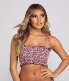 Flirty In Floral Smocked Swim Top