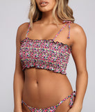 Flirty In Floral Smocked Swim Top