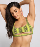 Neon Drama Snake Print Swim Top is a trendy pick to create 2023 festival outfits, festival dresses, outfits for concerts or raves, and complete your best party outfits!
