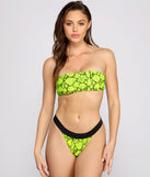 Neon Snake Print Bandeau Bikini Top for 2022 festival outfits, festival dress, outfits for raves, concert outfits, and/or club outfits