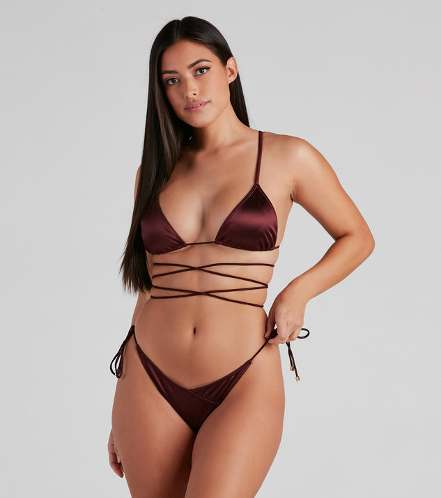 wrap burgundy bikini