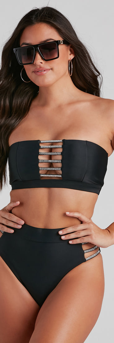 Glam Stud Rhinestone Bikini Top