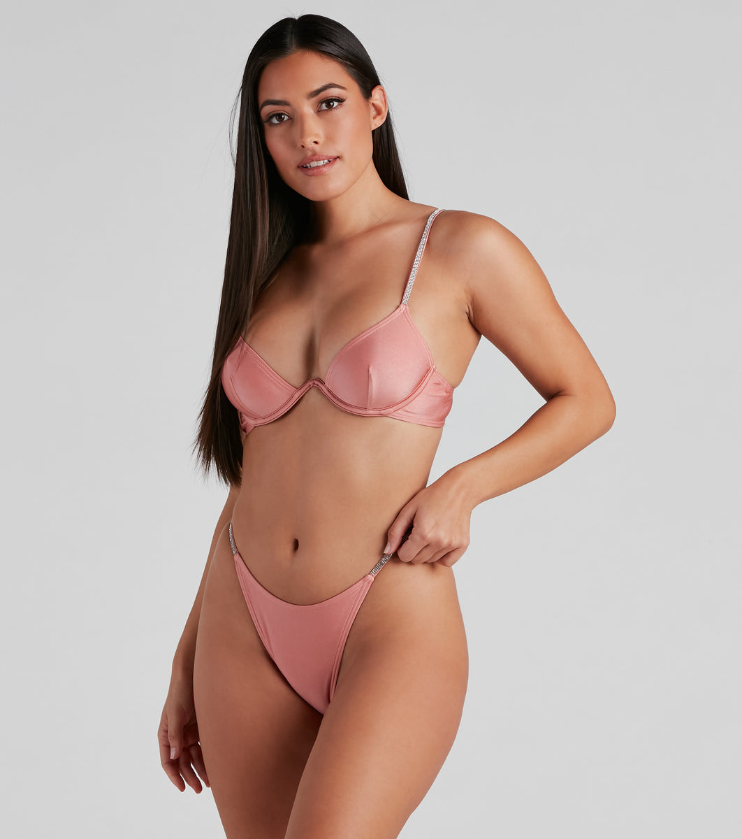 Simple Glam Rhinestone Bikini Top