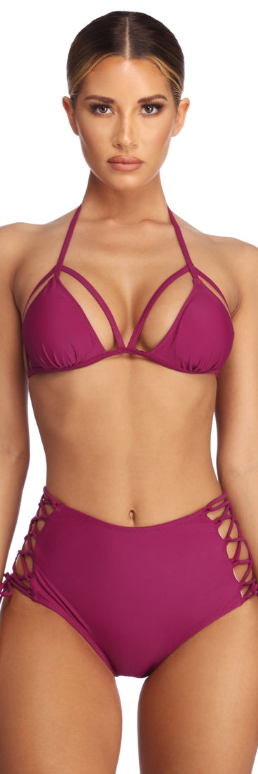 Lace Up Caged Bikini Top