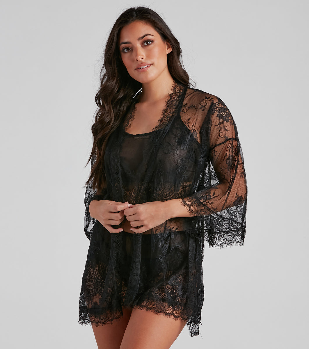 Lace And Love Short Robe Panty Set