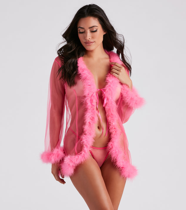 Fab And Flirtatious Feather Robe And Panty Set provides essential lift and support for creating your best summer outfits of the season for 2023!