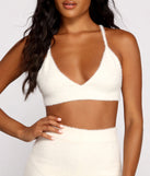 You’ll look stunning in the Cozy Vibes Eyelash Knit Bralette when paired with its matching separate to create a glam clothing set perfect for parties, date nights, concert outfits, back-to-school attire, or for any summer event!