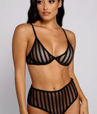 Striped and Sultry Mesh Bra and Panty Set provides essential lift and support for creating your best summer outfits of the season for 2023!
