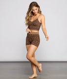 You’ll look stunning in the Leopard Print Long Line Bralette when paired with its matching separate to create a glam clothing set perfect for parties, date nights, concert outfits, back-to-school attire, or for any summer event!