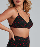 So Flirty Heart Printed Bralette provides essential lift and support for creating your best summer outfits of the season for 2023!