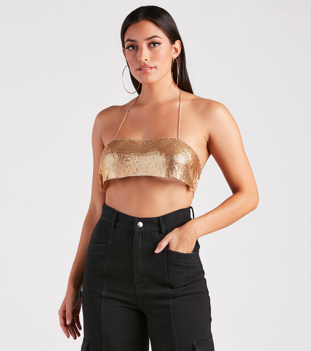 Windsor Gorgeous Glimmer Halter Chainmail Bra Top