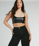With fun and flirty details, the In The Moment Scoop Neck Faux Leather Bralette shows off your unique style for a trendy outfit for the summer or fall season!