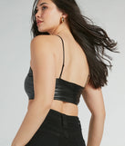 Your outfit will pop with the In The Moment Scoop Neck Faux Leather Bralette and with dazzling embellishments and elevated details this is the perfect going-out top to stand out at any event!