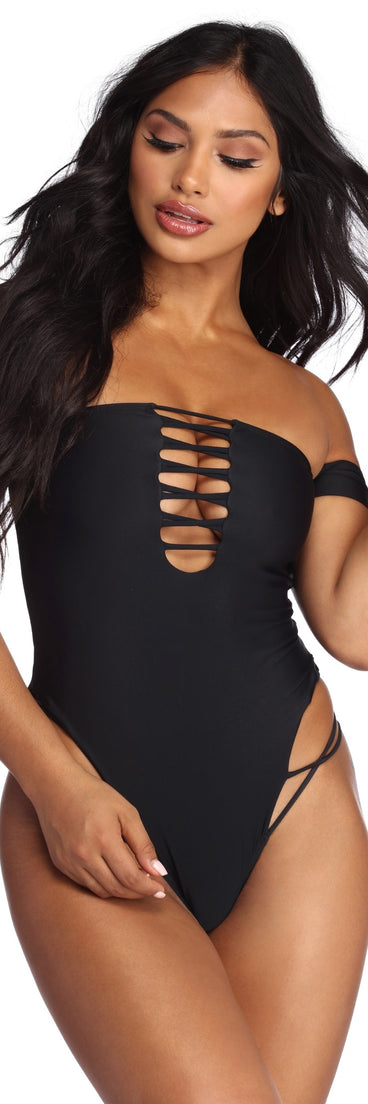 Off The Shoulder Strappy Swimsuit