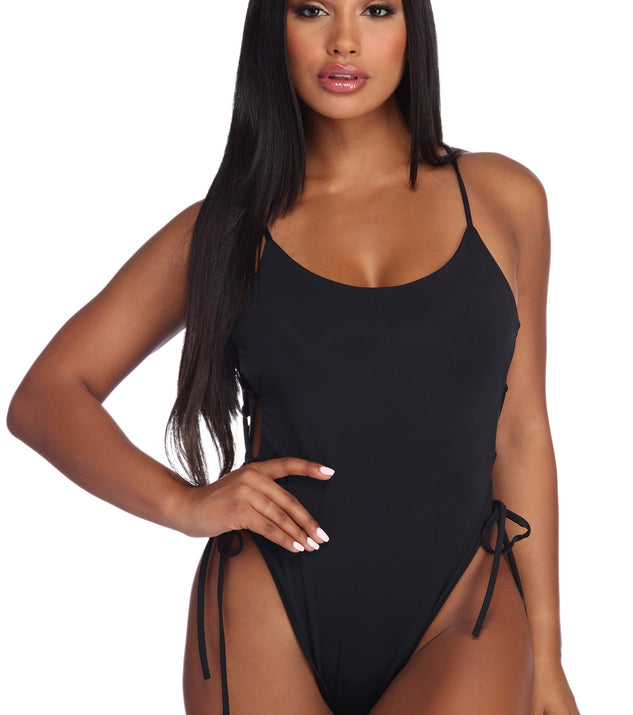 Lace Up In Lattice Swimsuit