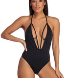 Deep Plunge Caged Swimsuit