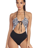 Zebra The Party Tie Front Swimsuit