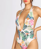Jetsetter Tropical V Halter Swimsuit is a trendy pick to create 2023 festival outfits, festival dresses, outfits for concerts or raves, and complete your best party outfits!