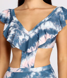 Flounce With Me Off Shoulder Tie Dye One Piece Swimsuit